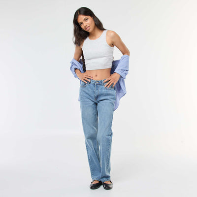 Jean straight taille haute DOUBLE STONE