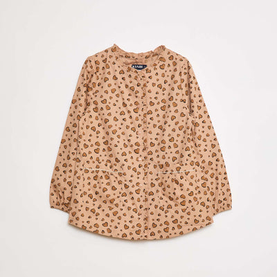 Tablier en popeline à manches longues BEIGE