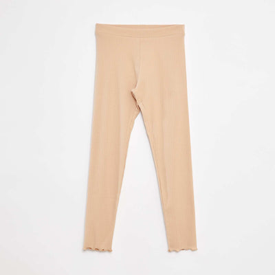 Legging côtelé long uni BEIGE