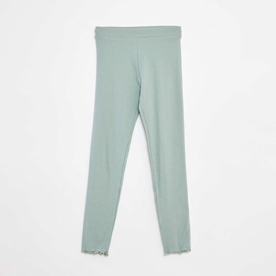Legging côtelé long uni VERT