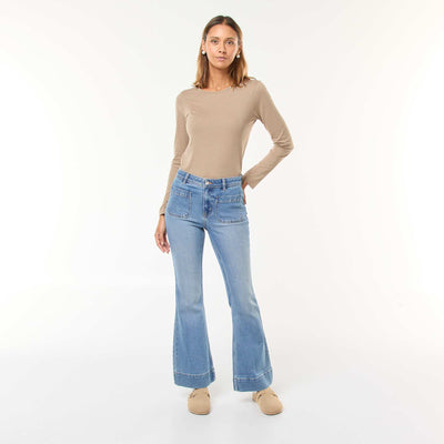 Jean taille haute coupe flare/bootcut BLEU