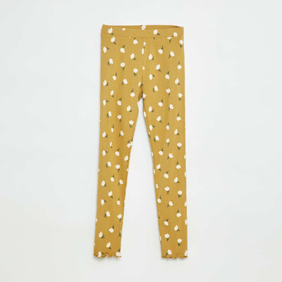 Legging côtelé à motif JAUNE