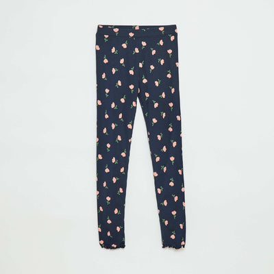 Legging côtelé à motif BLEU