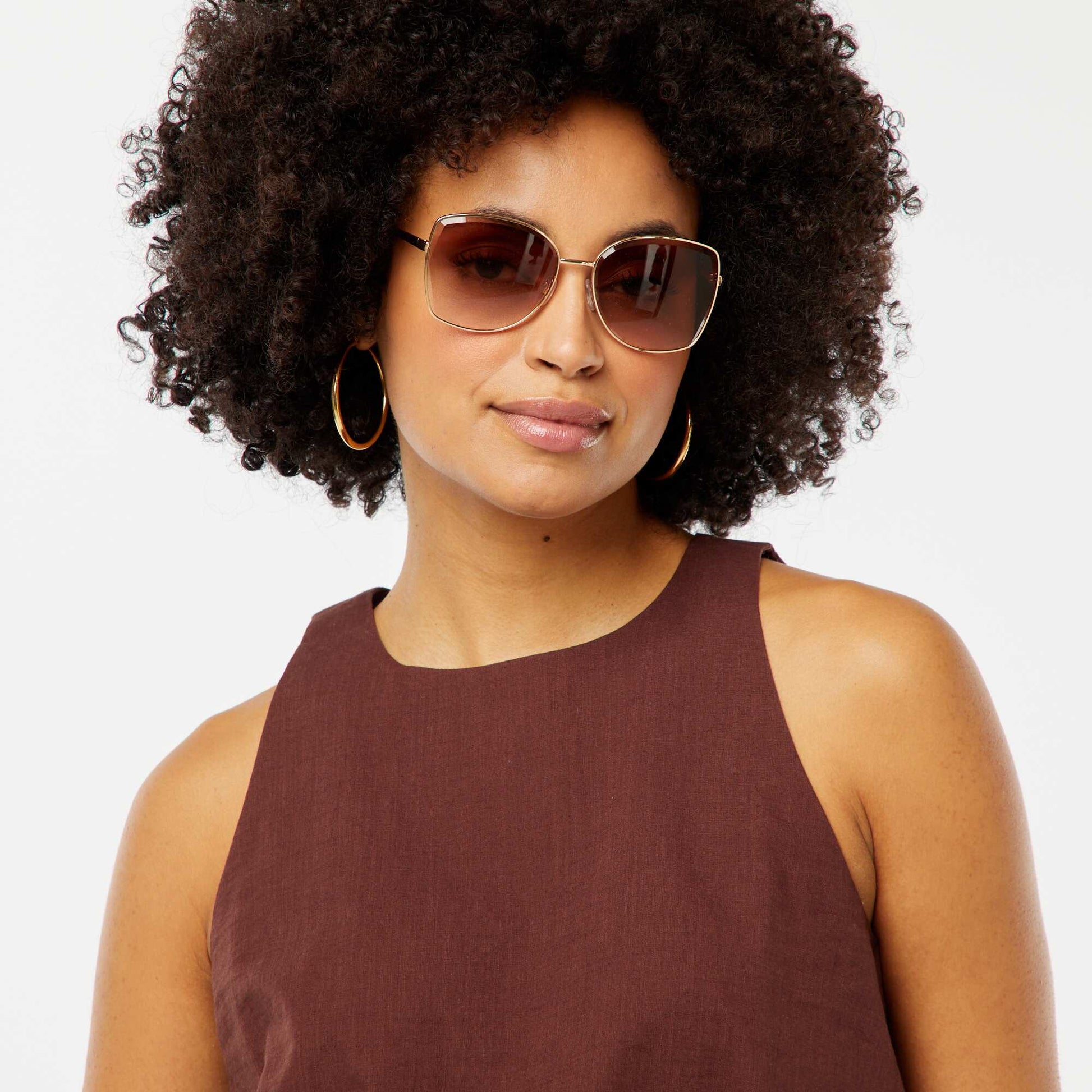 Top sans manches forme ballon MARRON