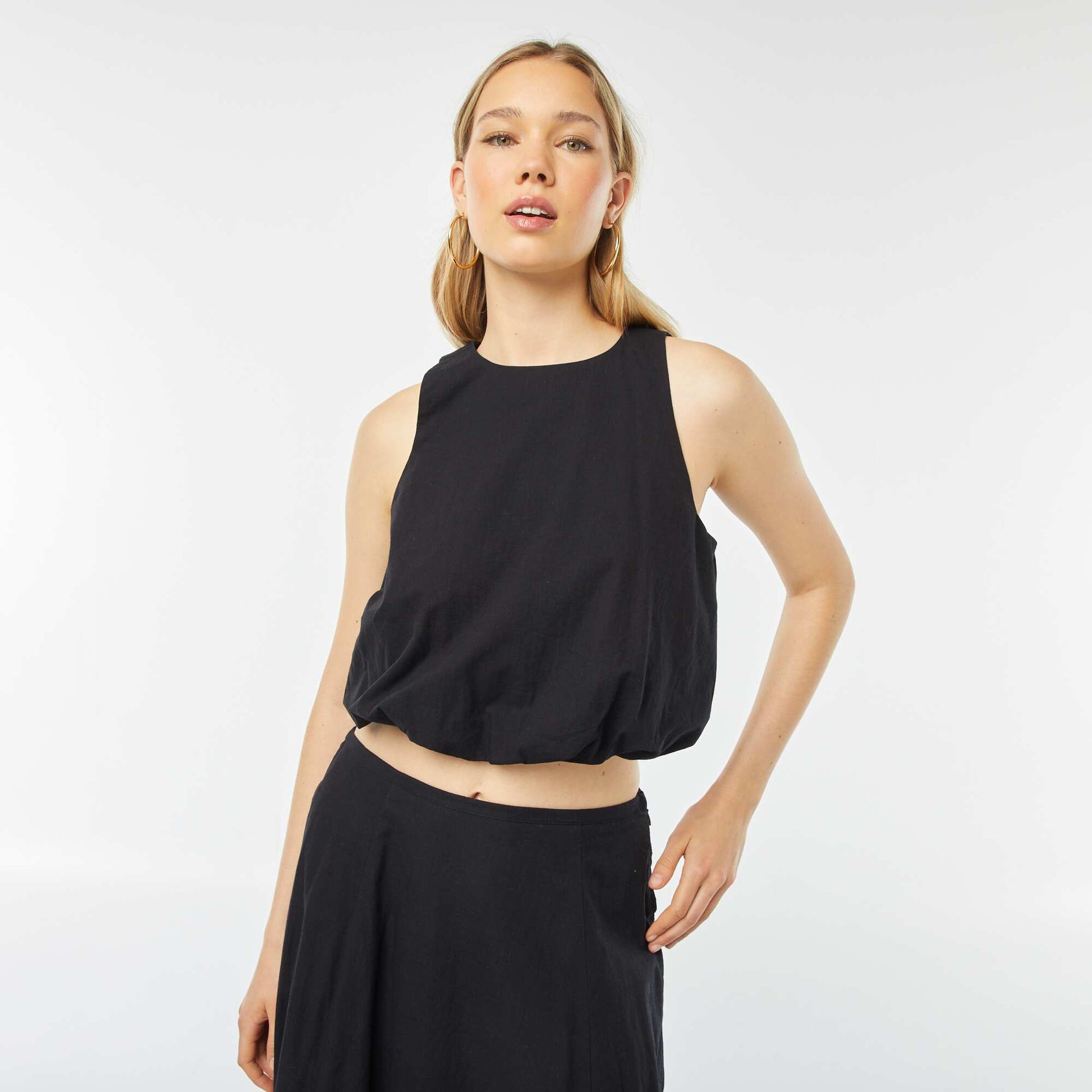 Top sans manches forme ballon NOIR