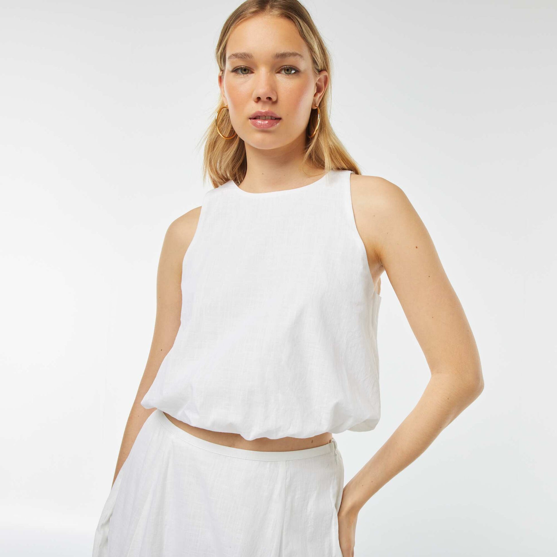 Top sans manches forme ballon BLANC