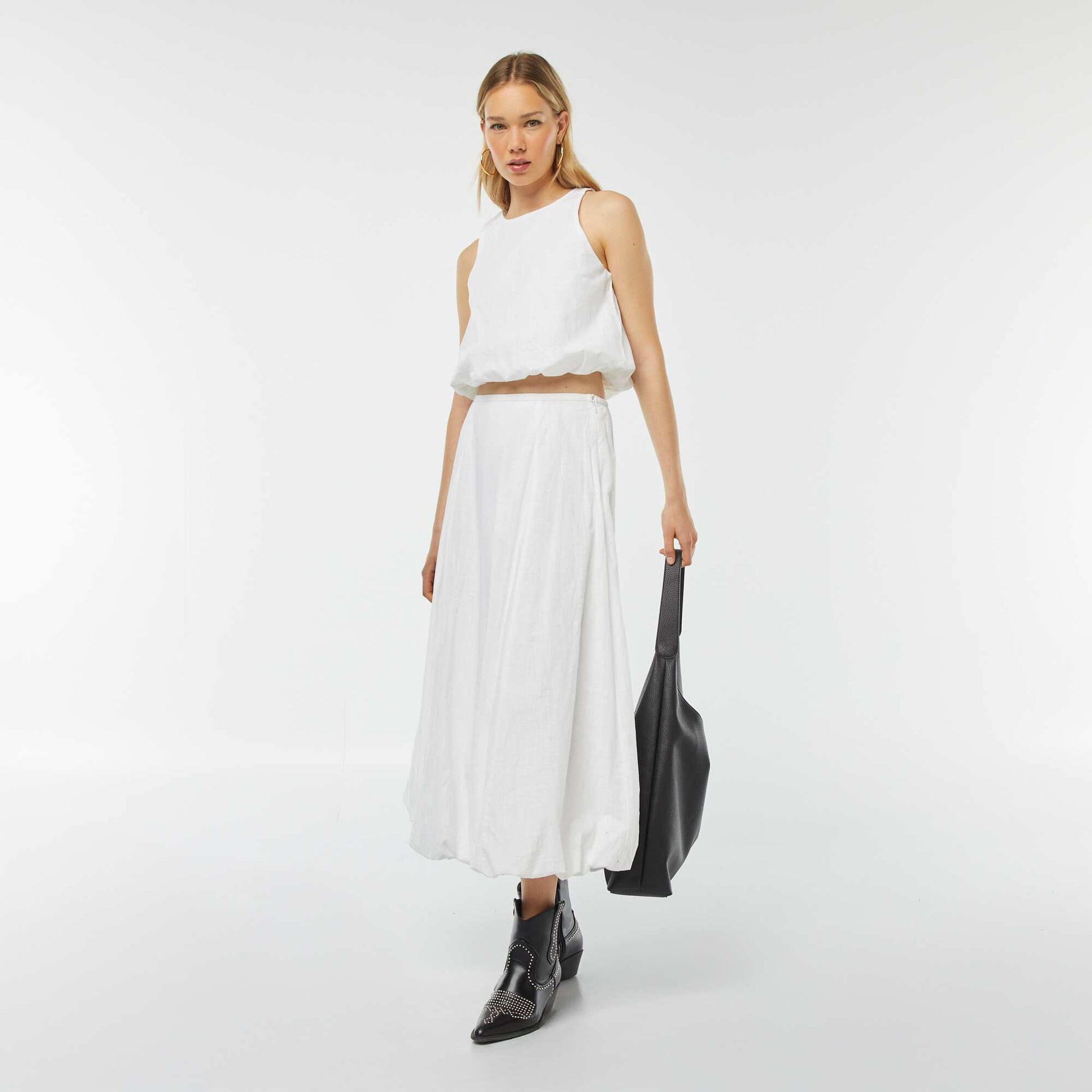 Top sans manches forme ballon BLANC