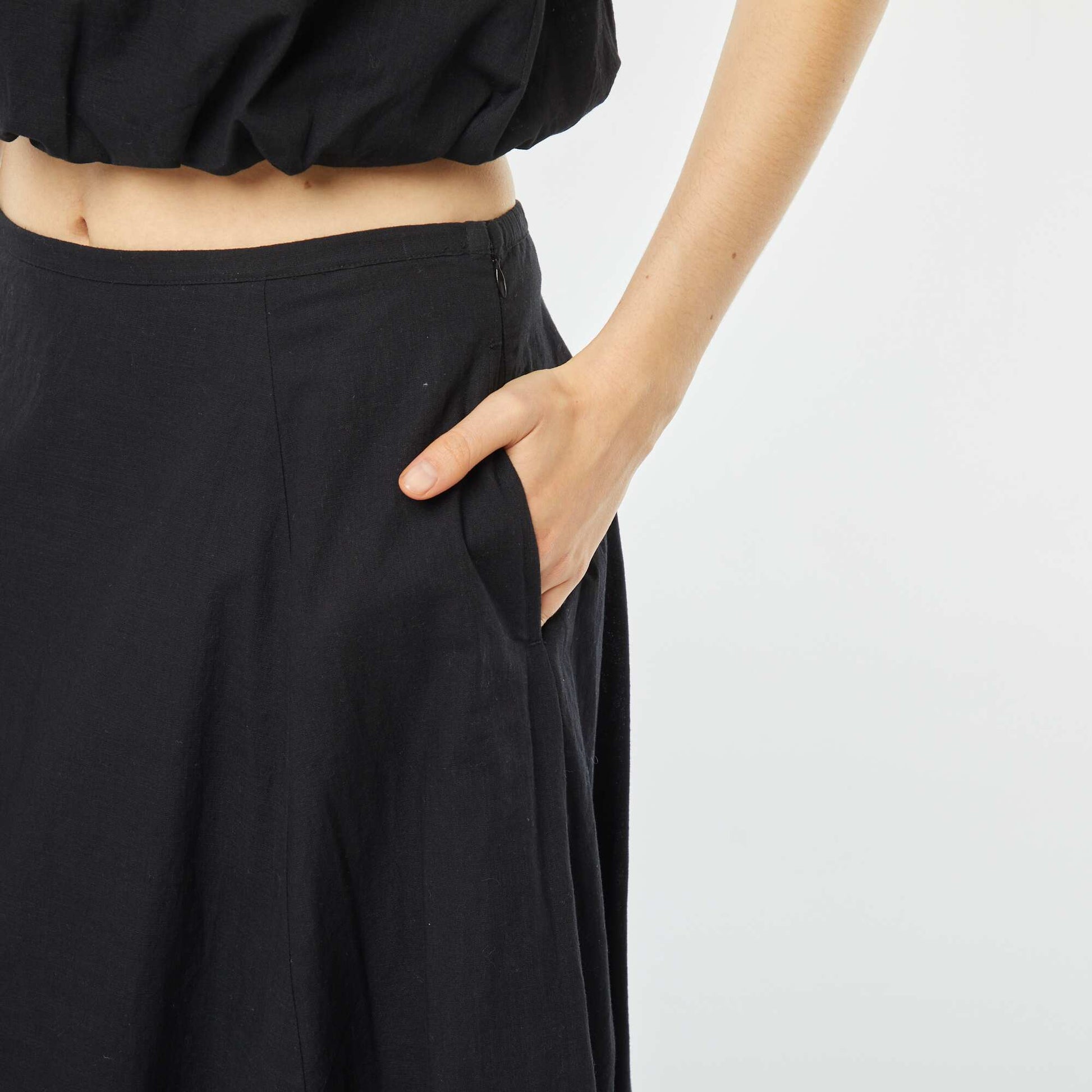 Jupe évasée midi forme ballon NOIR