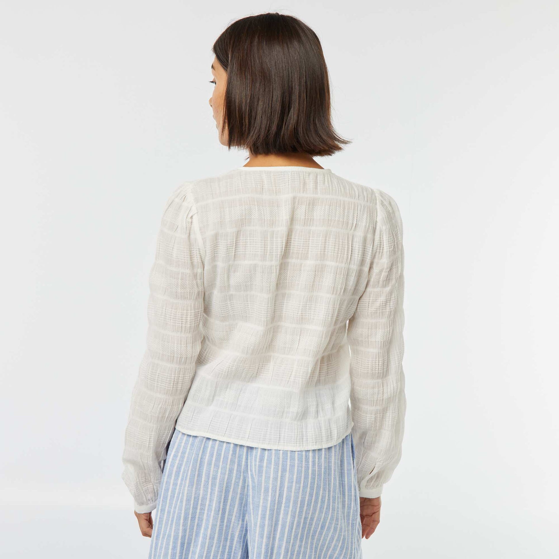 Chemise fluide en maille fantaisie BEIGE