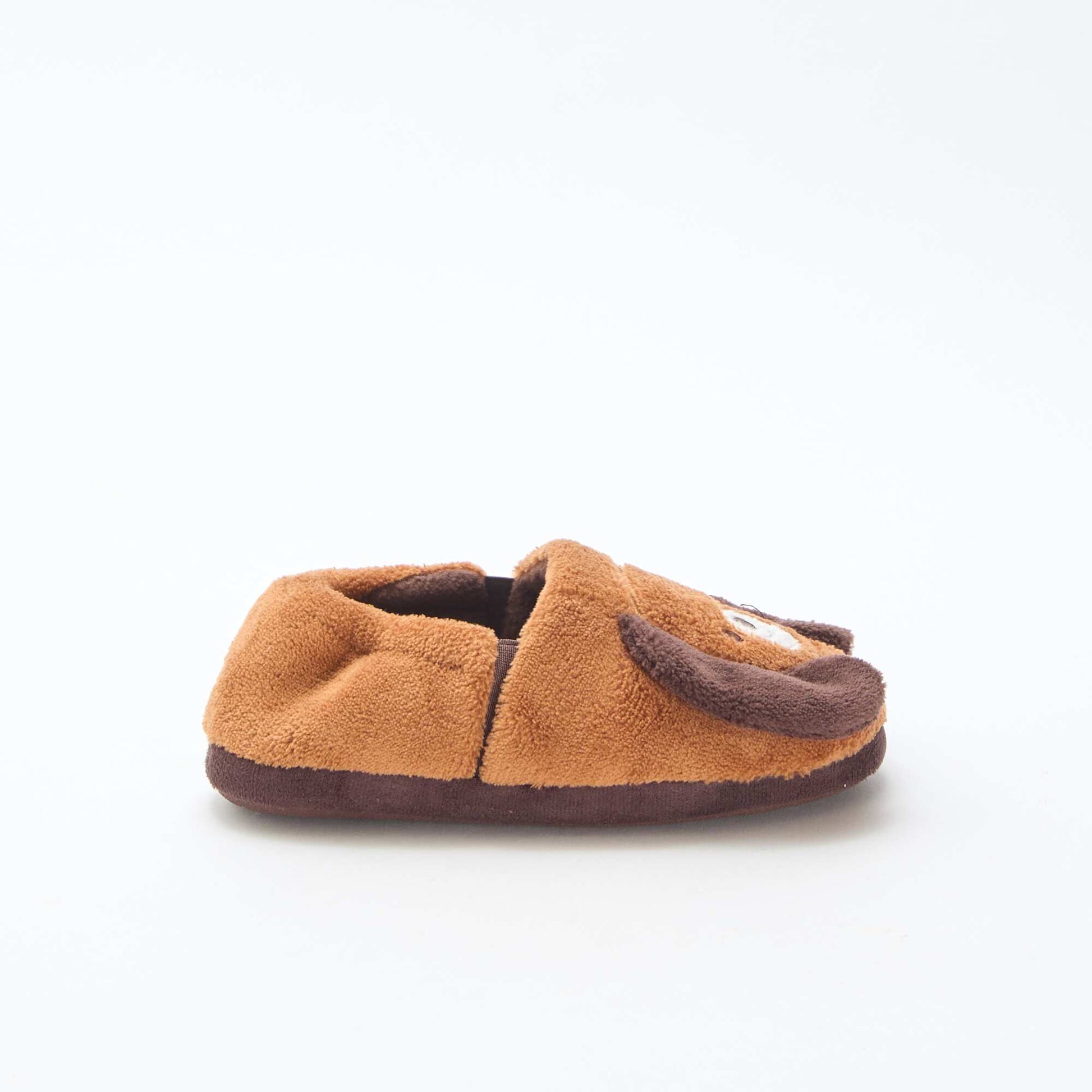 Chaussons 'chiens' avec animation en relief MARRON