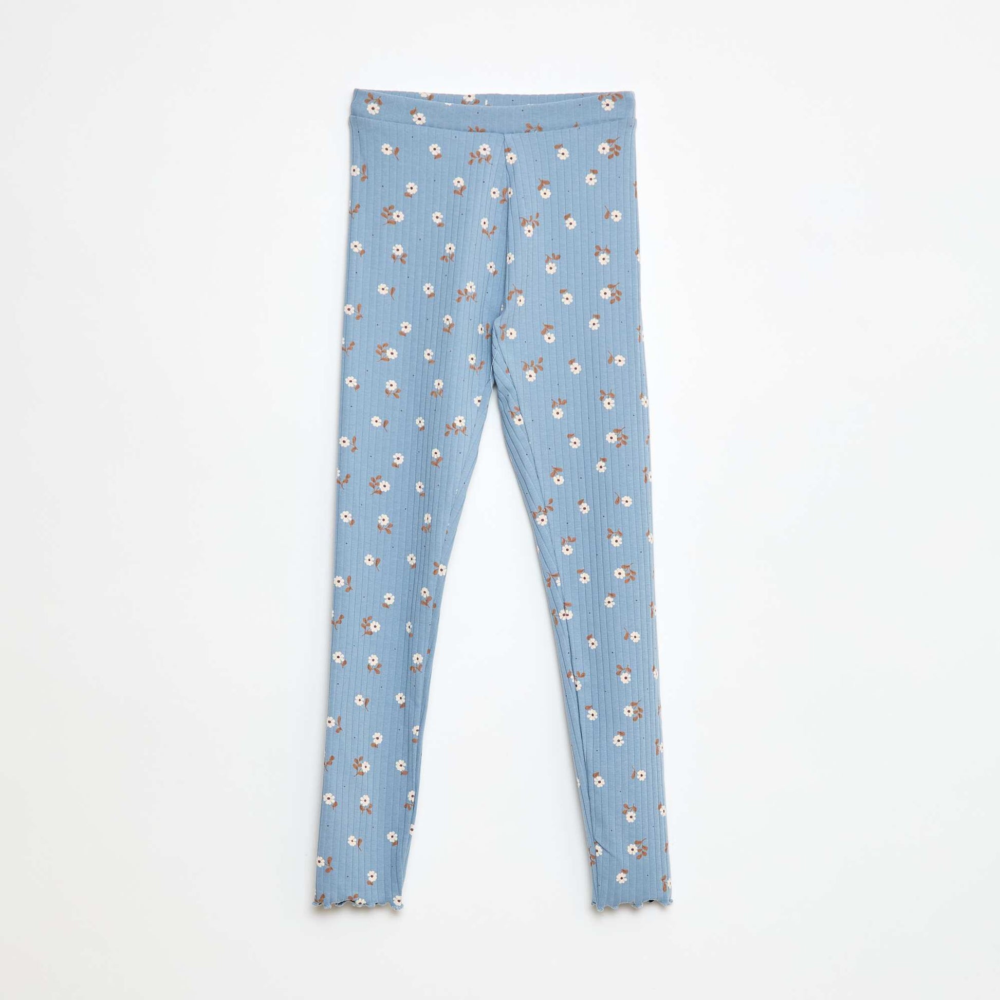 Lot de leggings côtelés 1 imprimé + 1 uni - 2 pièces BEIGE