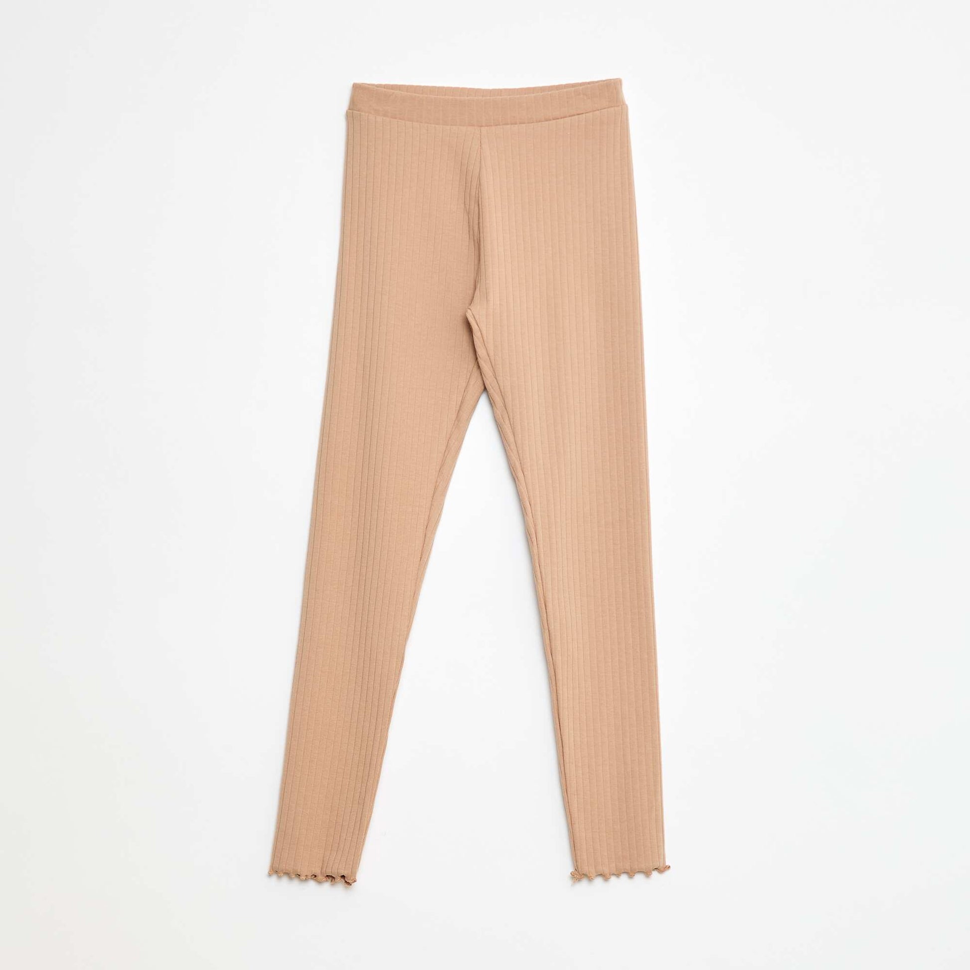 Lot de leggings côtelés 1 imprimé + 1 uni - 2 pièces BEIGE