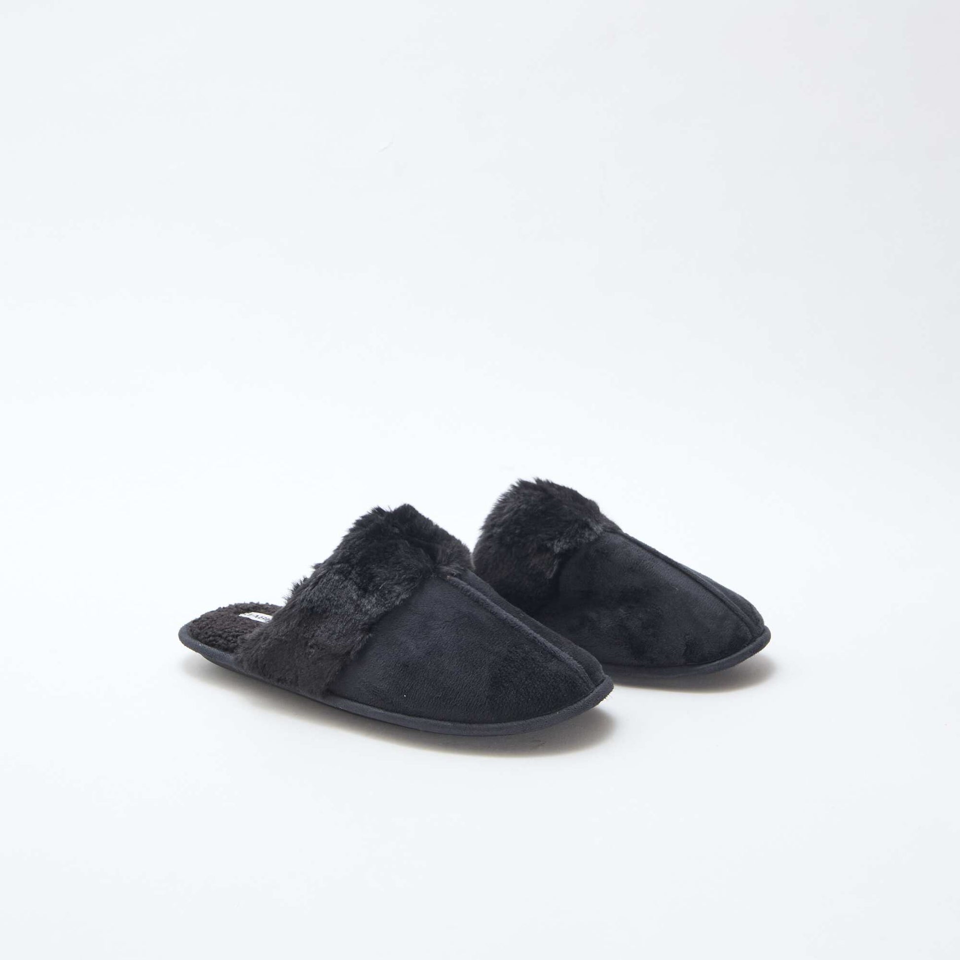Chaussons mules effet pelucheux NOIR