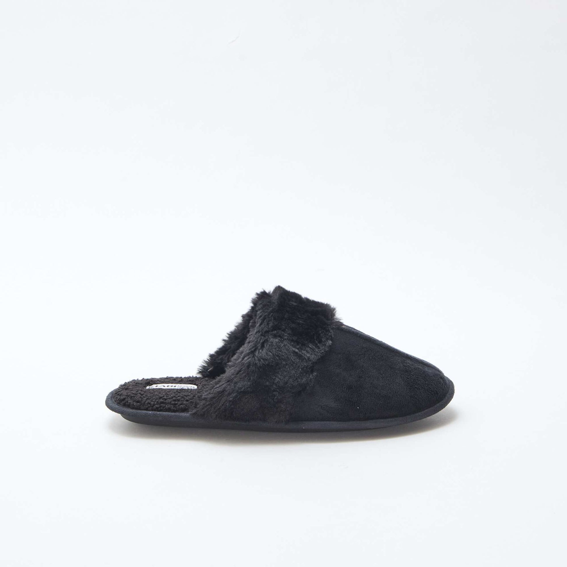Chaussons mules effet pelucheux NOIR