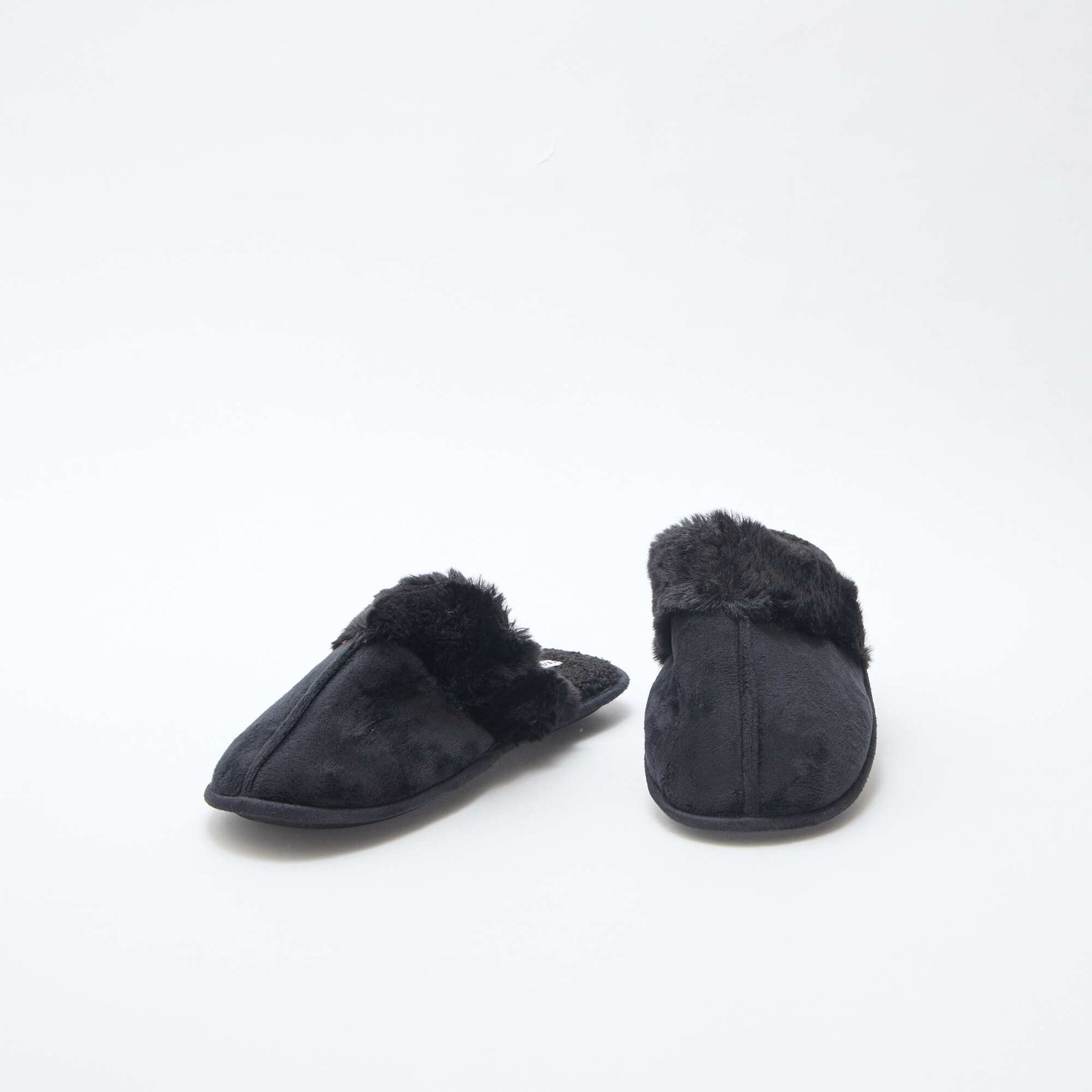 Chaussons mules effet pelucheux NOIR