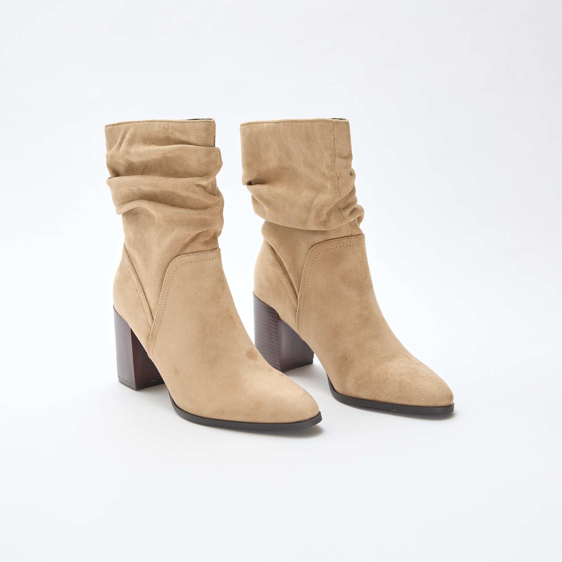 Boots en suédine effet plissé BEIGE