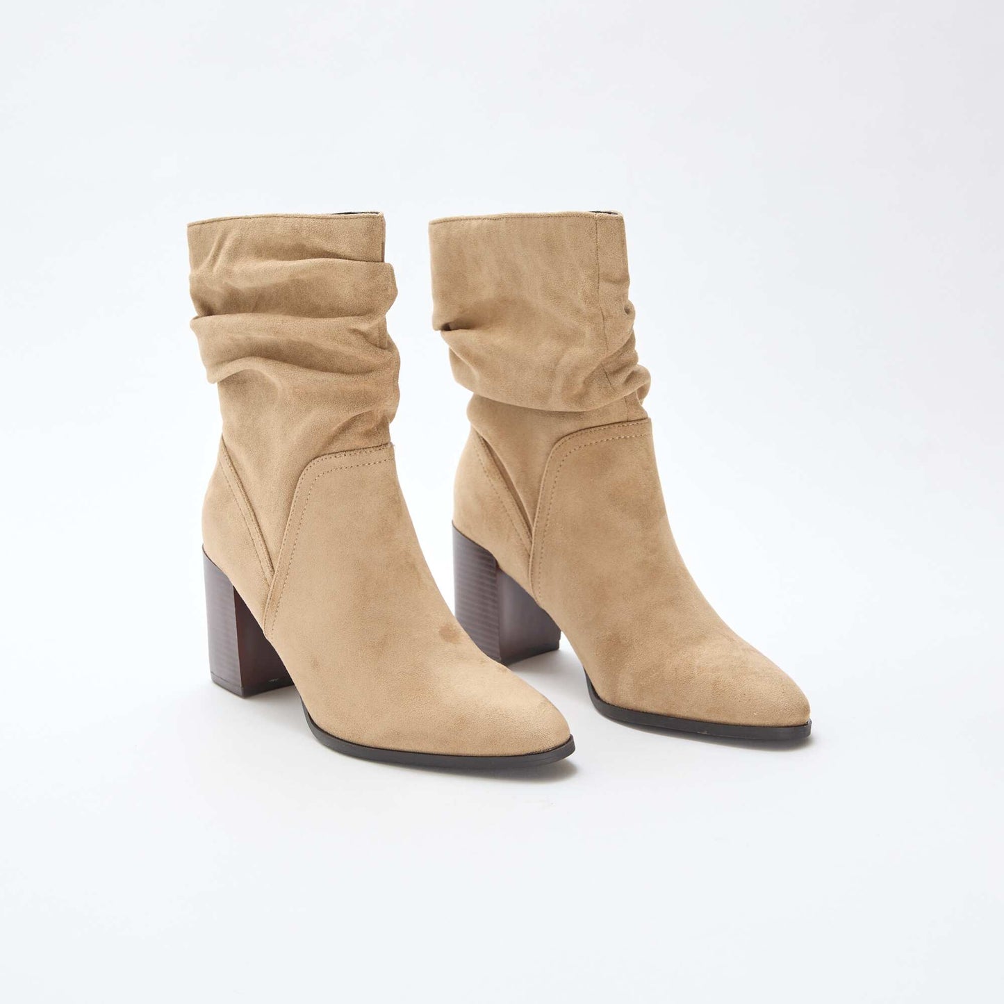 Boots en suédine effet plissé BEIGE
