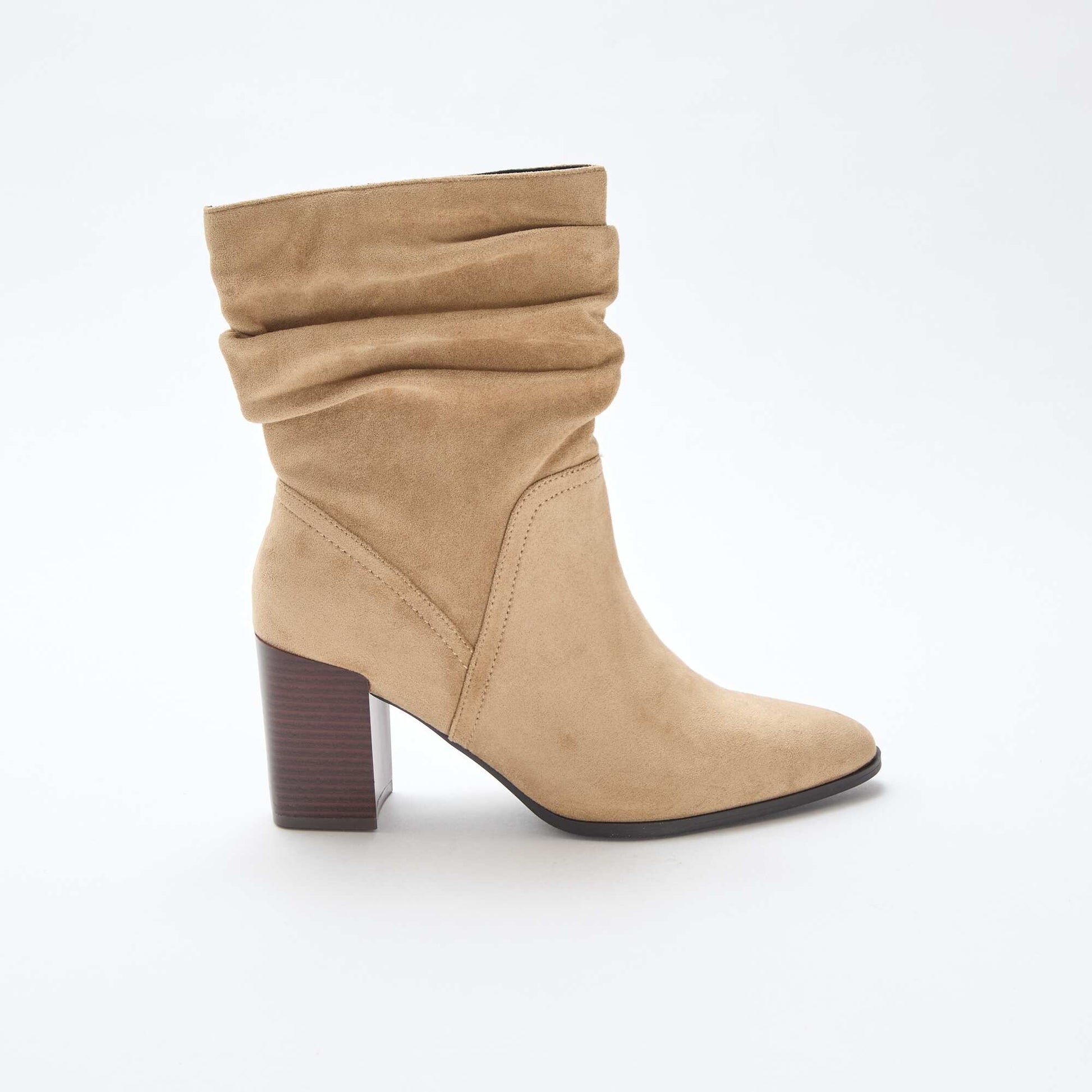 Boots en suédine effet plissé BEIGE