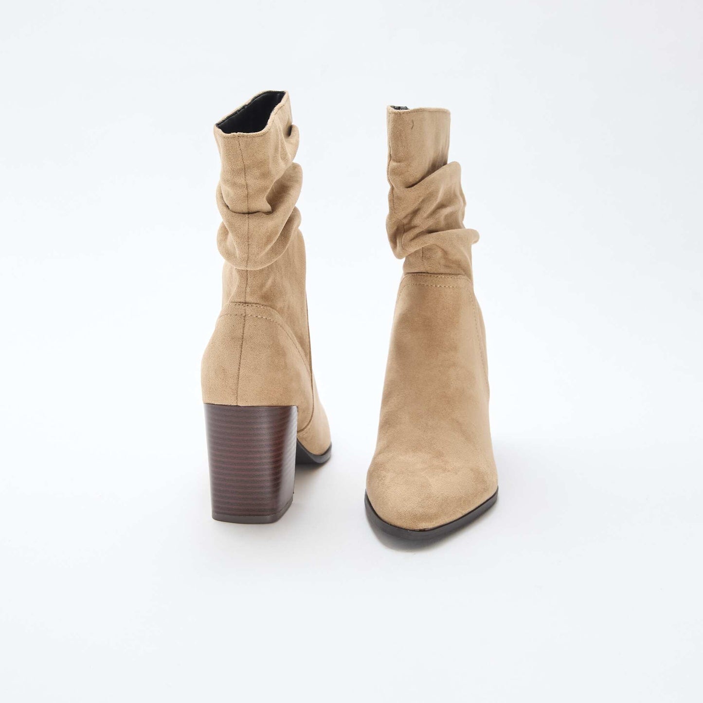 Boots en suédine effet plissé BEIGE