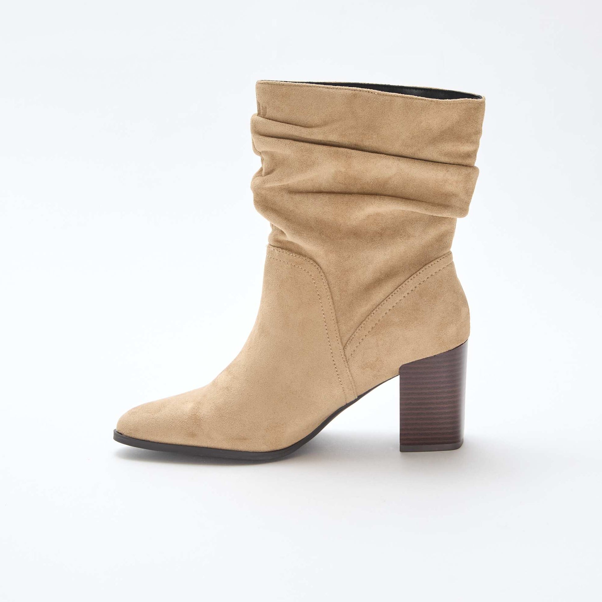 Boots en suédine effet plissé BEIGE