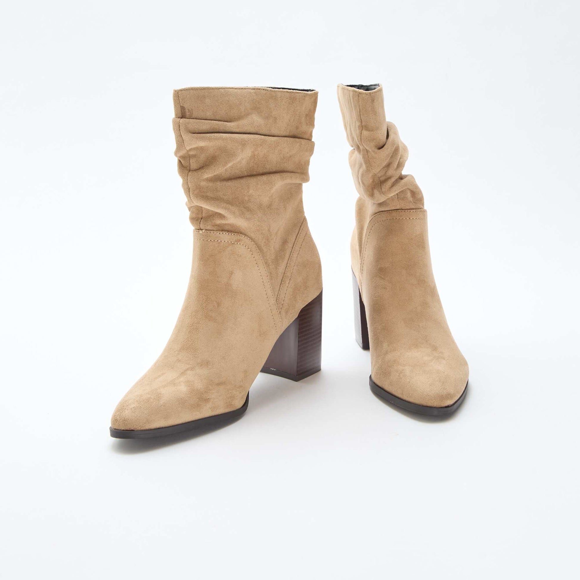 Boots en suédine effet plissé BEIGE