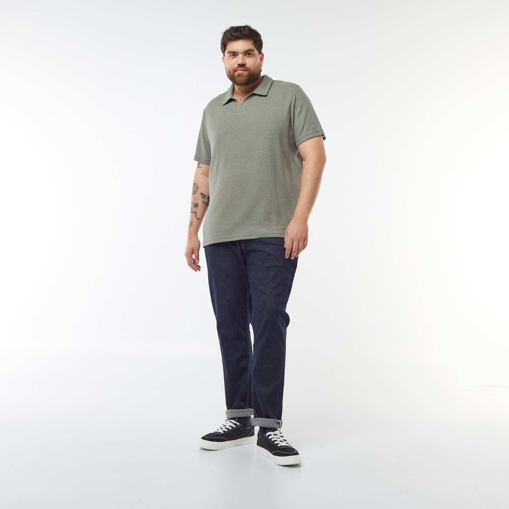 Polo en piqué de coton KAKI