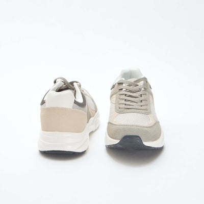 Baskets running en mesh et suédine tricolore GRIS