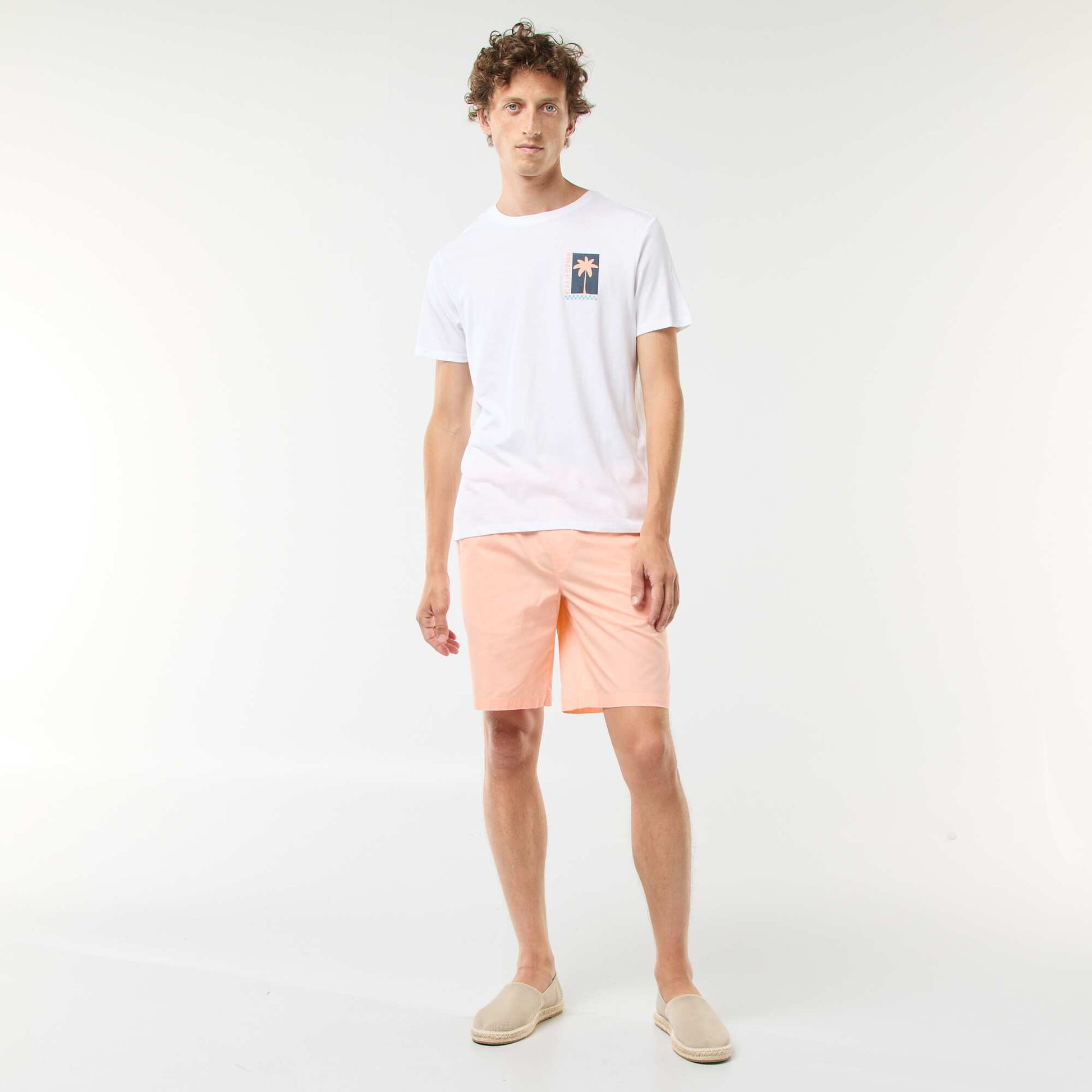 T-shirt manches courtes imprimé recto-verso 'Surf' BLANC