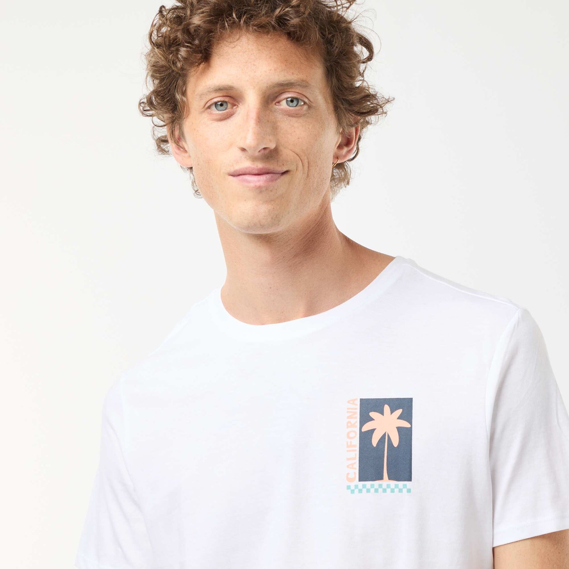 T-shirt manches courtes imprimé recto-verso 'Surf' BLANC