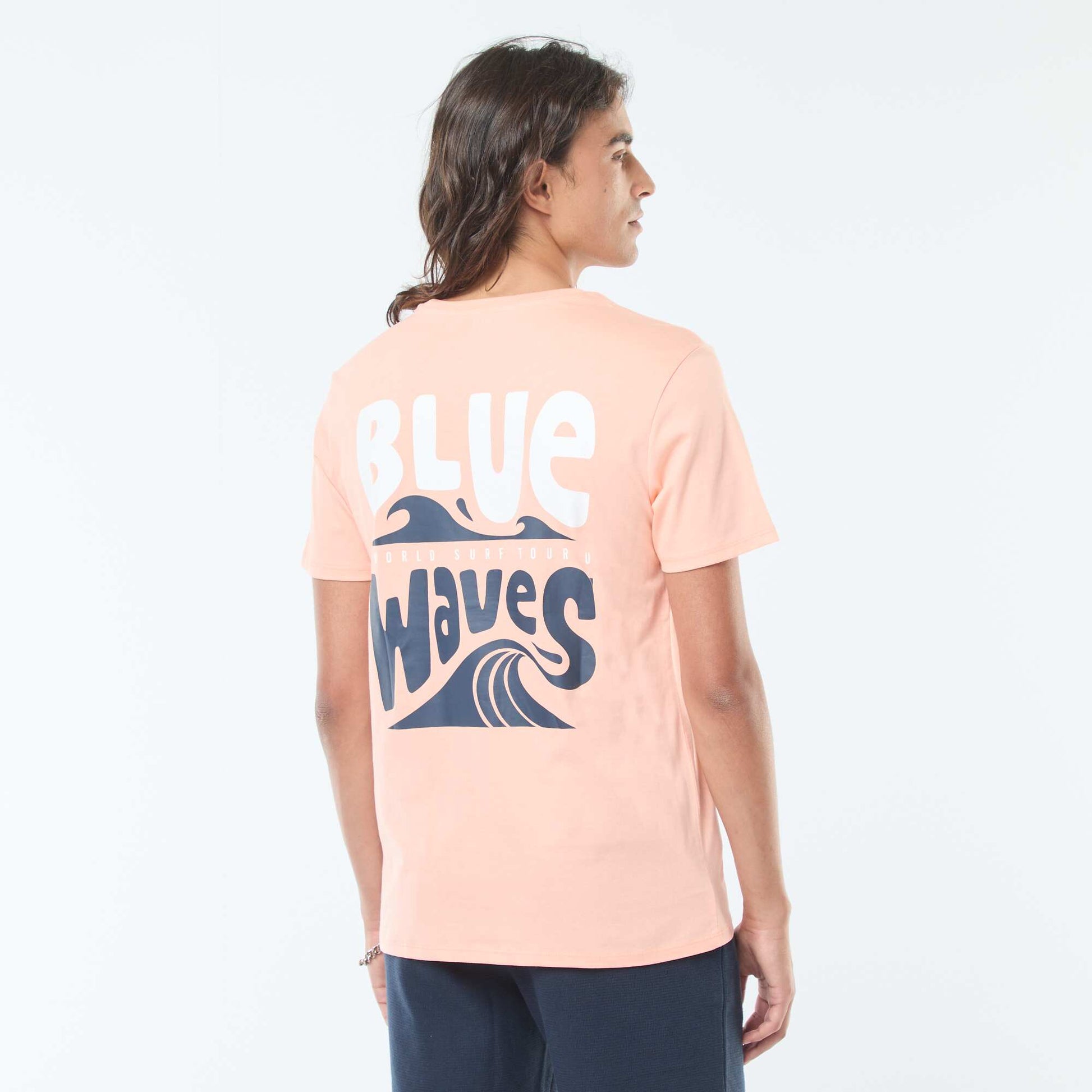 T-shirt manches courtes imprimé recto-verso 'Surf' ORANGE