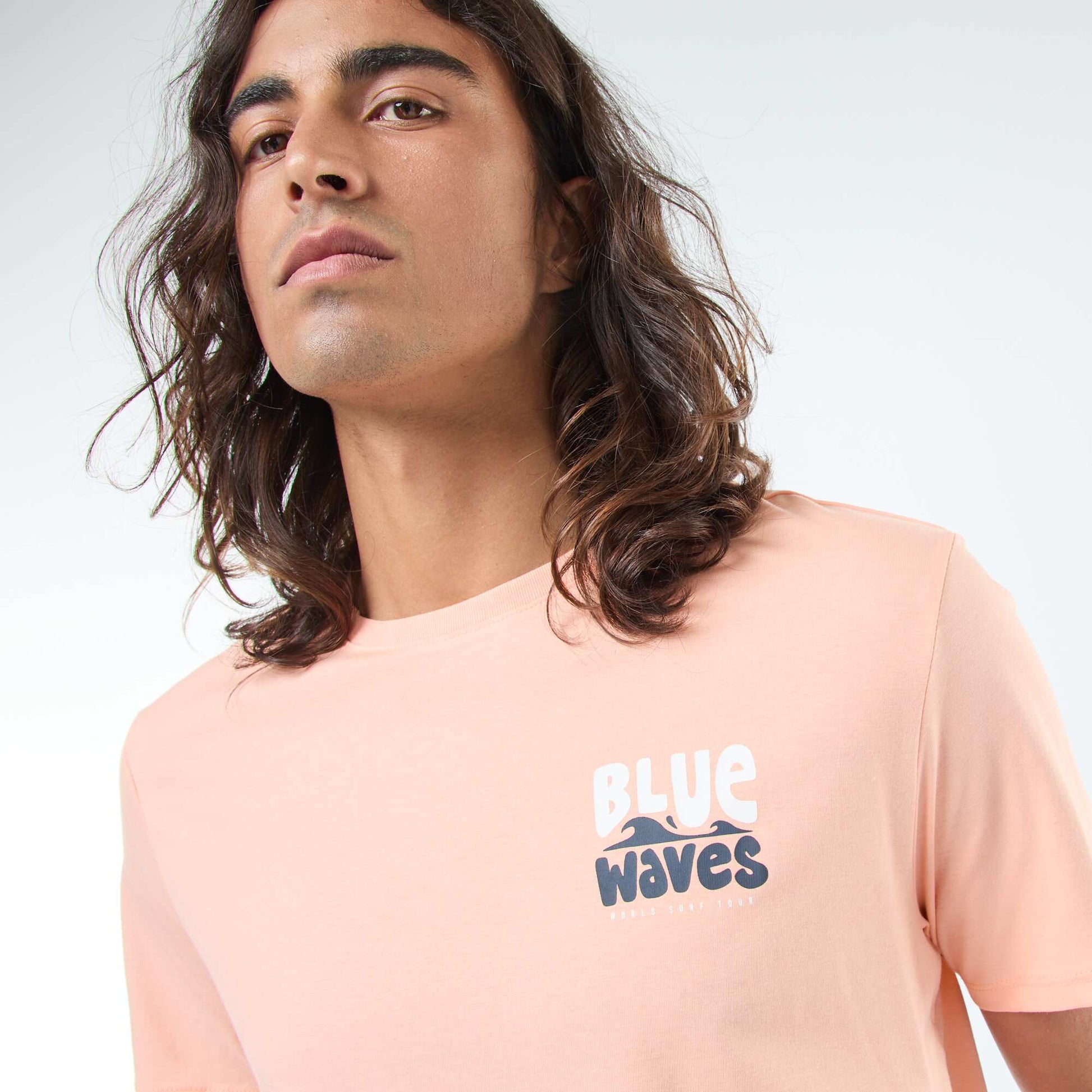 T-shirt manches courtes imprimé recto-verso 'Surf' ORANGE