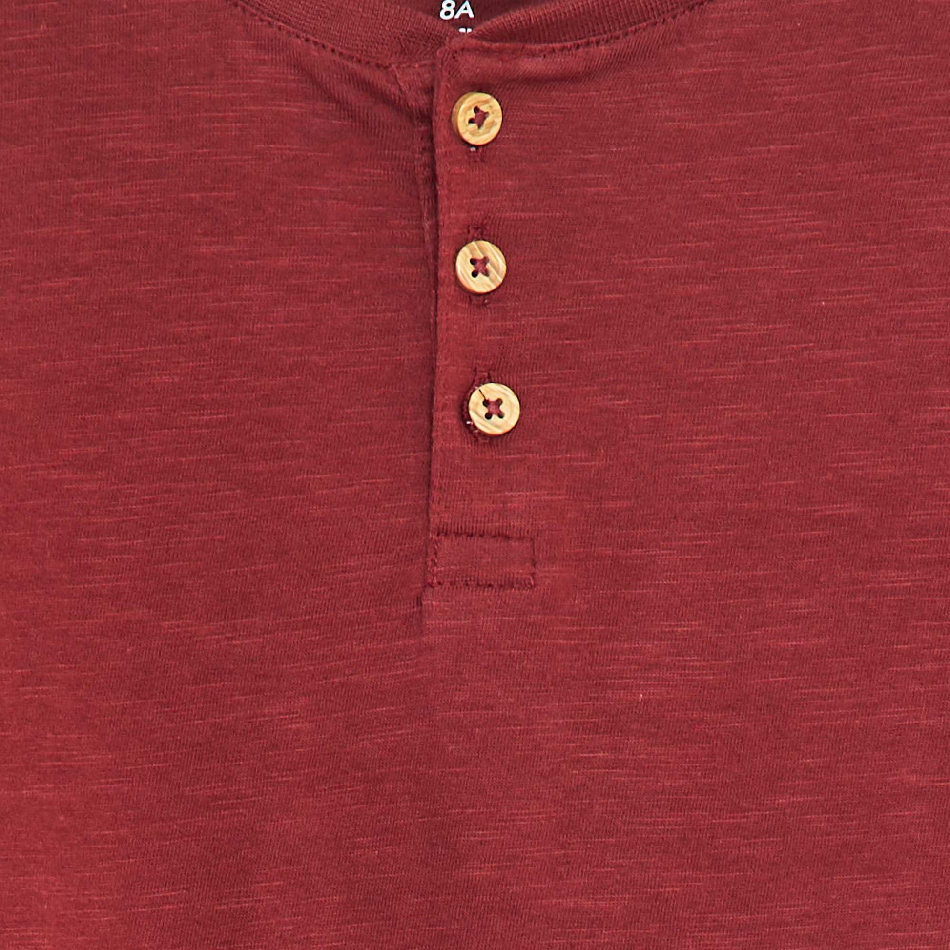 T-shirt à manches longues et col tunisien MARRON