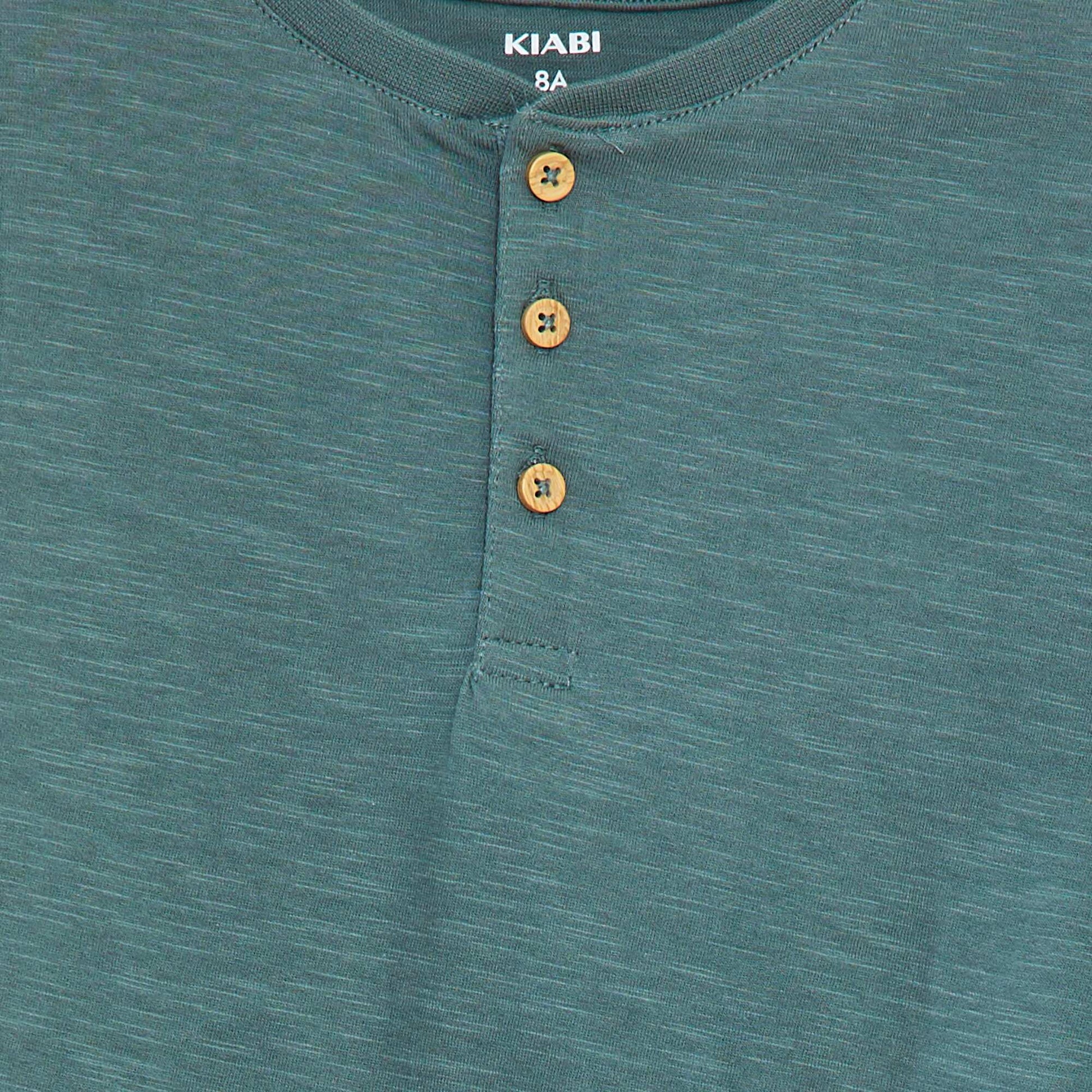 T-shirt à manches longues et col tunisien VERT