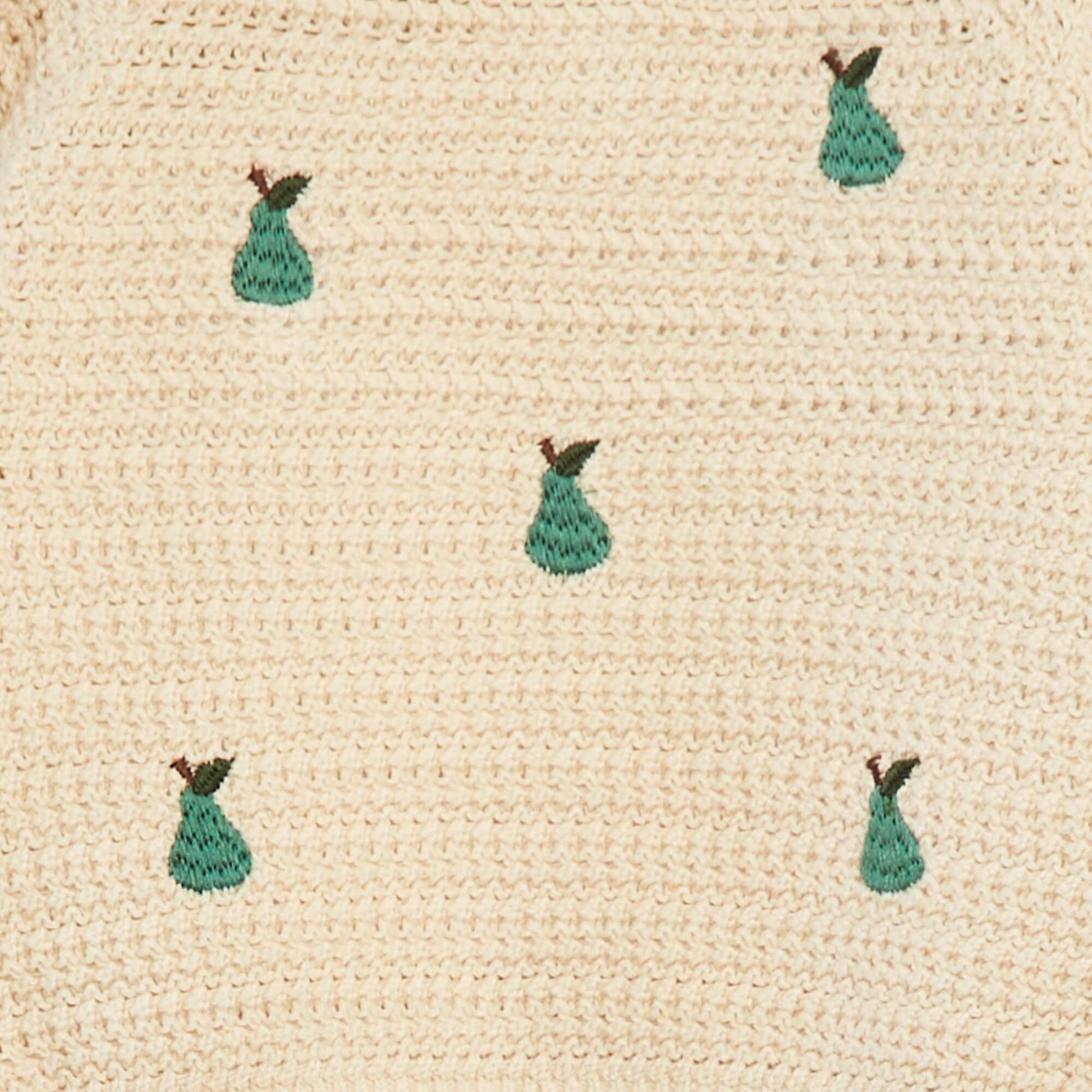 Pull en maille broderies 'poire' BLANC
