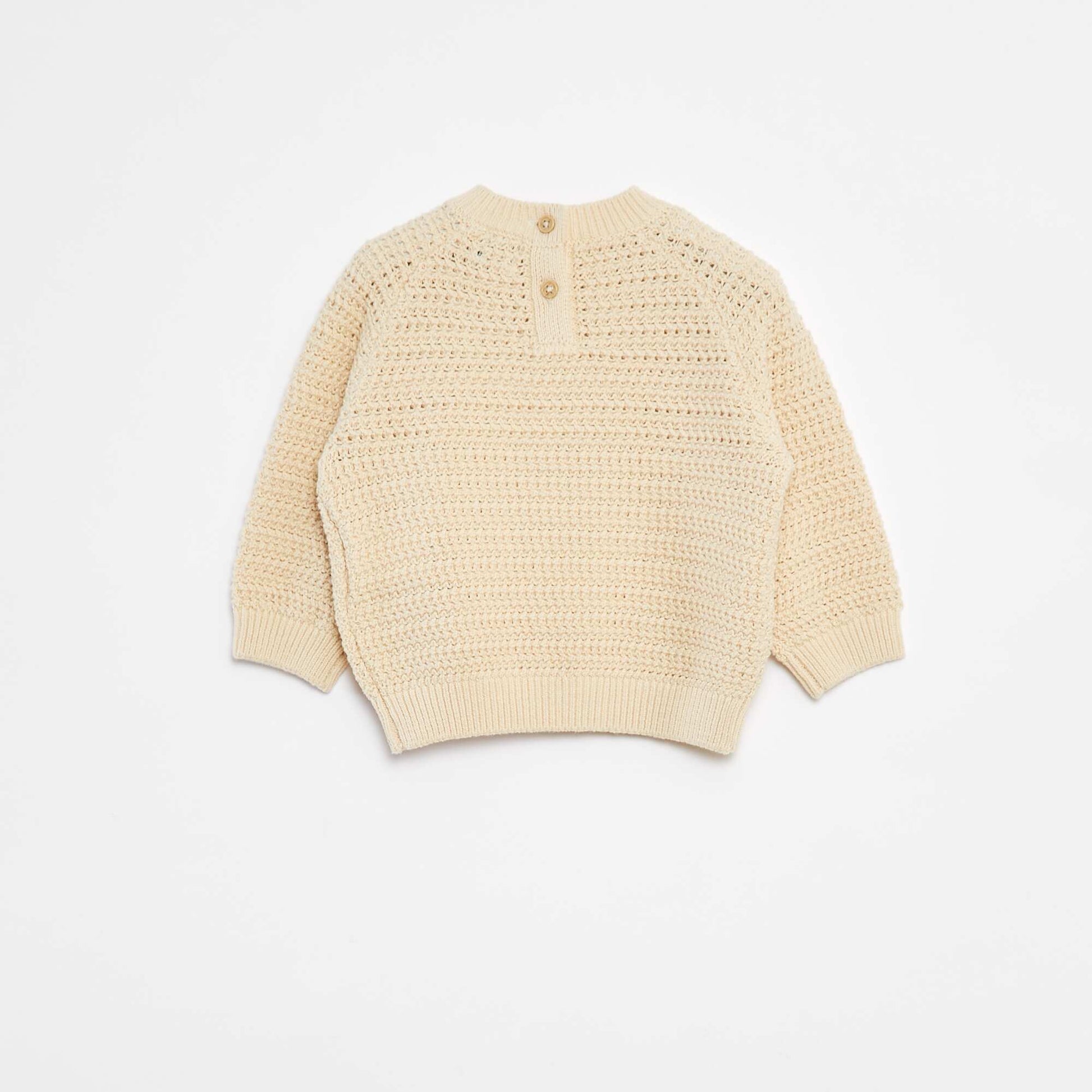 Pull en maille broderies 'poire' BLANC