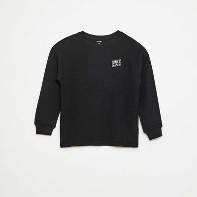 T-shirt en maille avec broderie NOIR