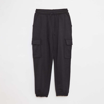 Pantalon jogging multipoches en molleton NOIR