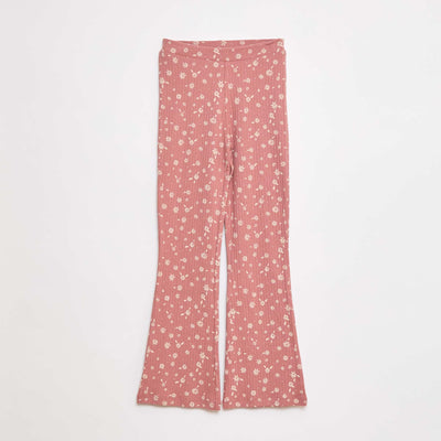 Legging imprimé en rib côtelé ROSE