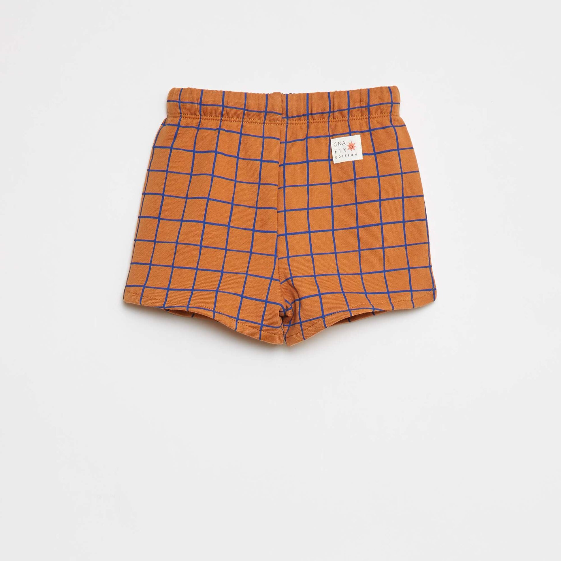 Short en molleton léger à motif - Edition Grafik MARRON
