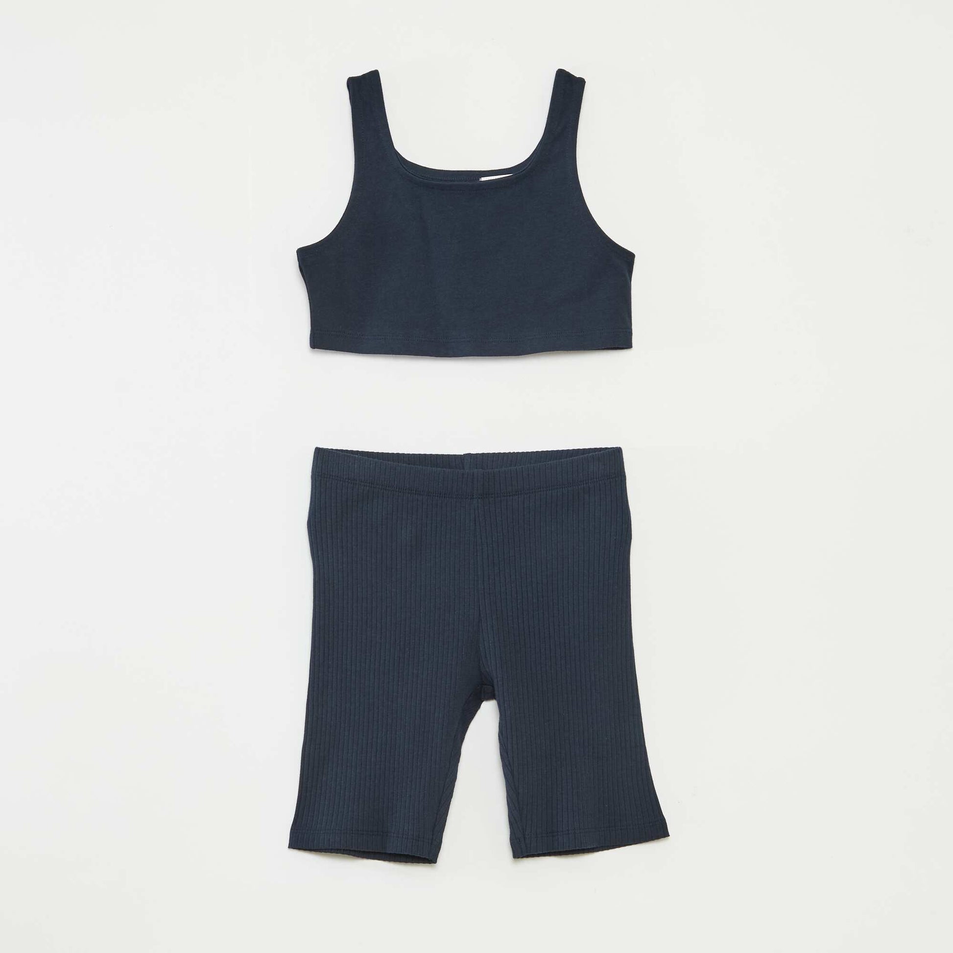 Ensemble sport débardeur + cycliste côtelé - 2 pièces BLEU