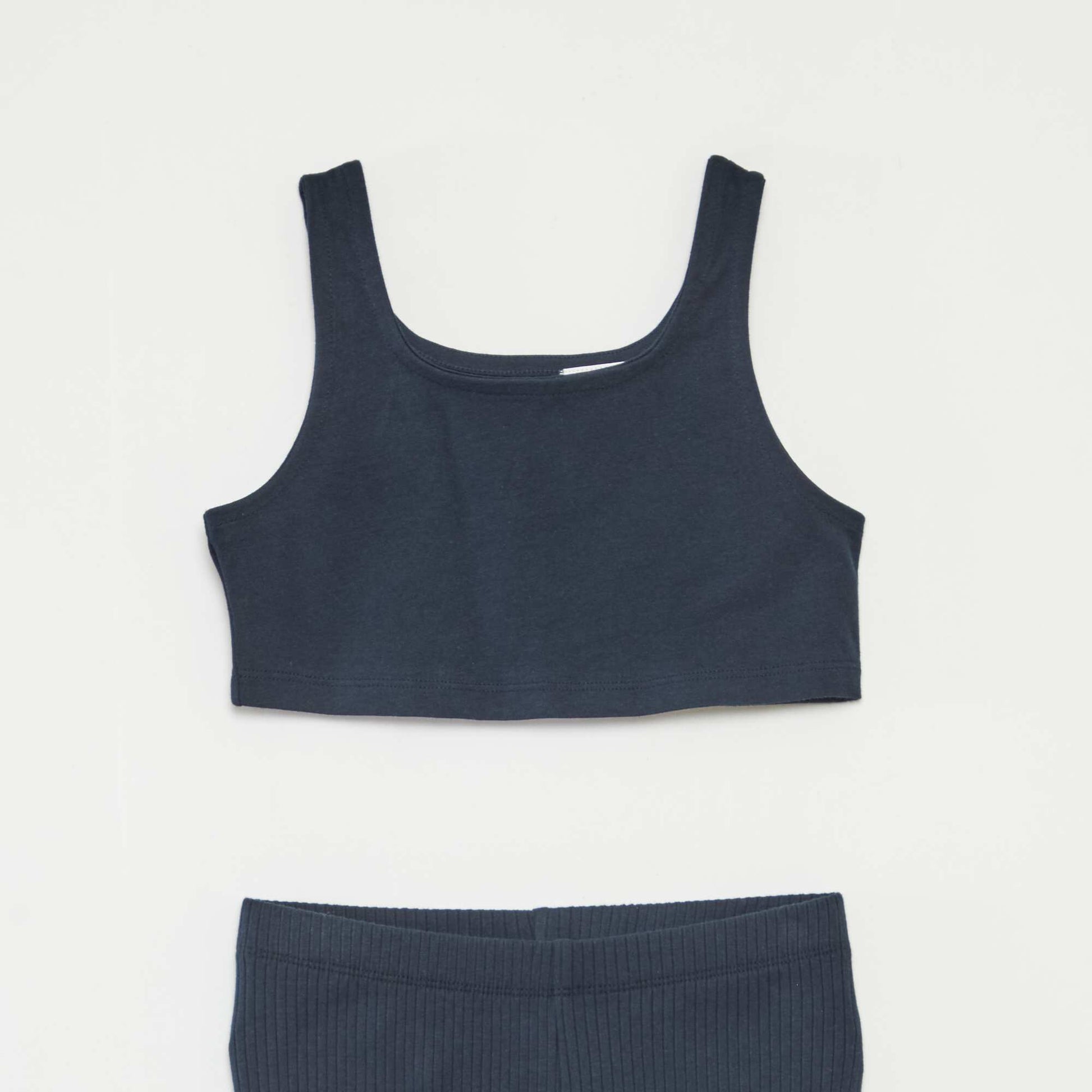 Ensemble sport débardeur + cycliste côtelé - 2 pièces BLEU