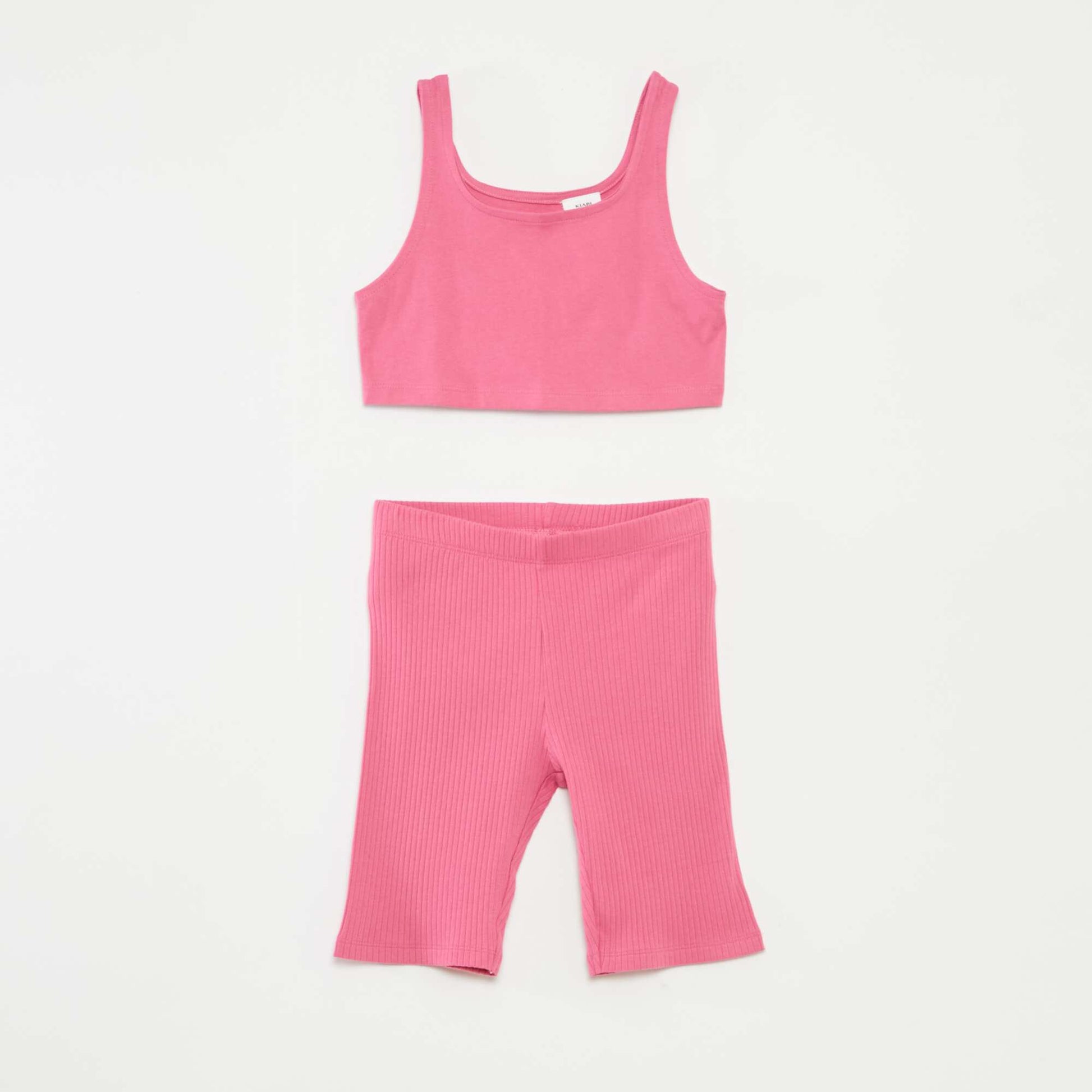 Ensemble sport débardeur + cycliste côtelé - 2 pièces ROSE