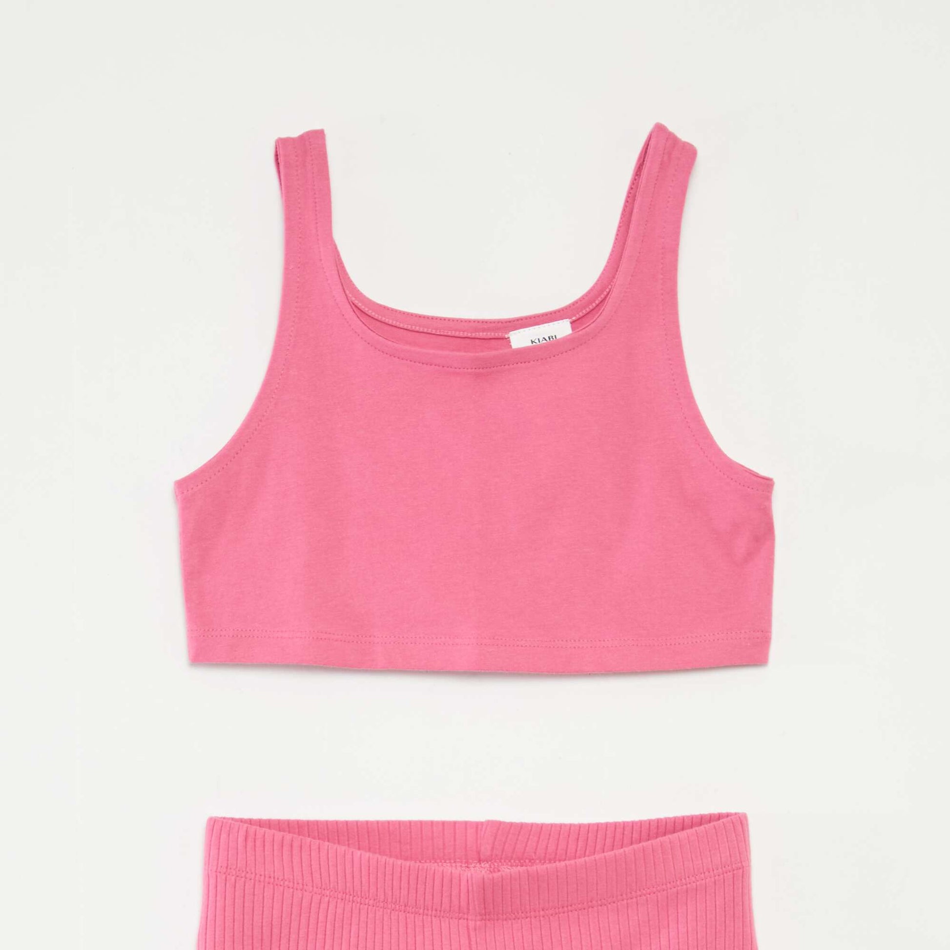 Ensemble sport débardeur + cycliste côtelé - 2 pièces ROSE