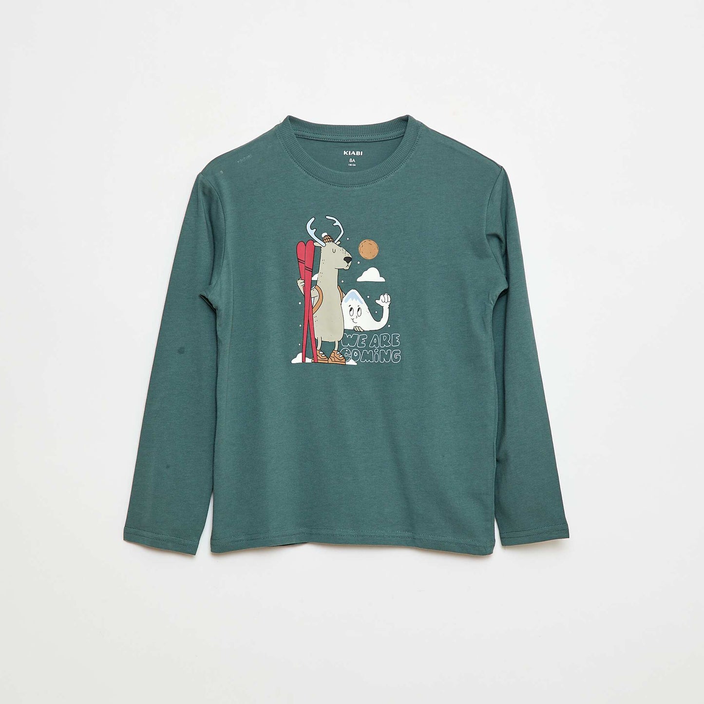 T-shirt imprimé à manches longues VERT