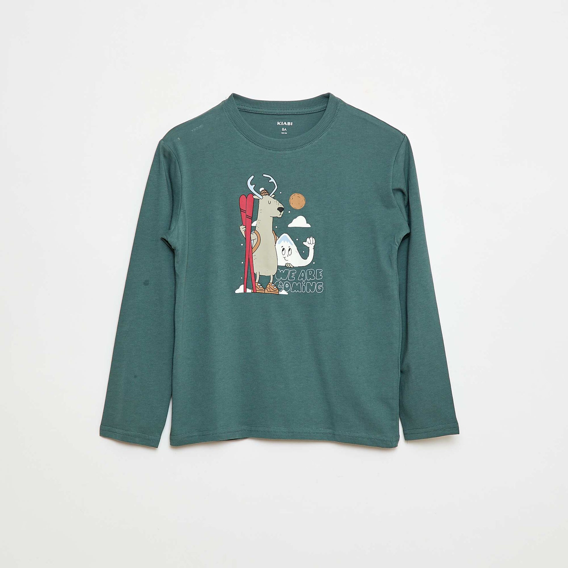 T-shirt imprimé à manches longues VERT