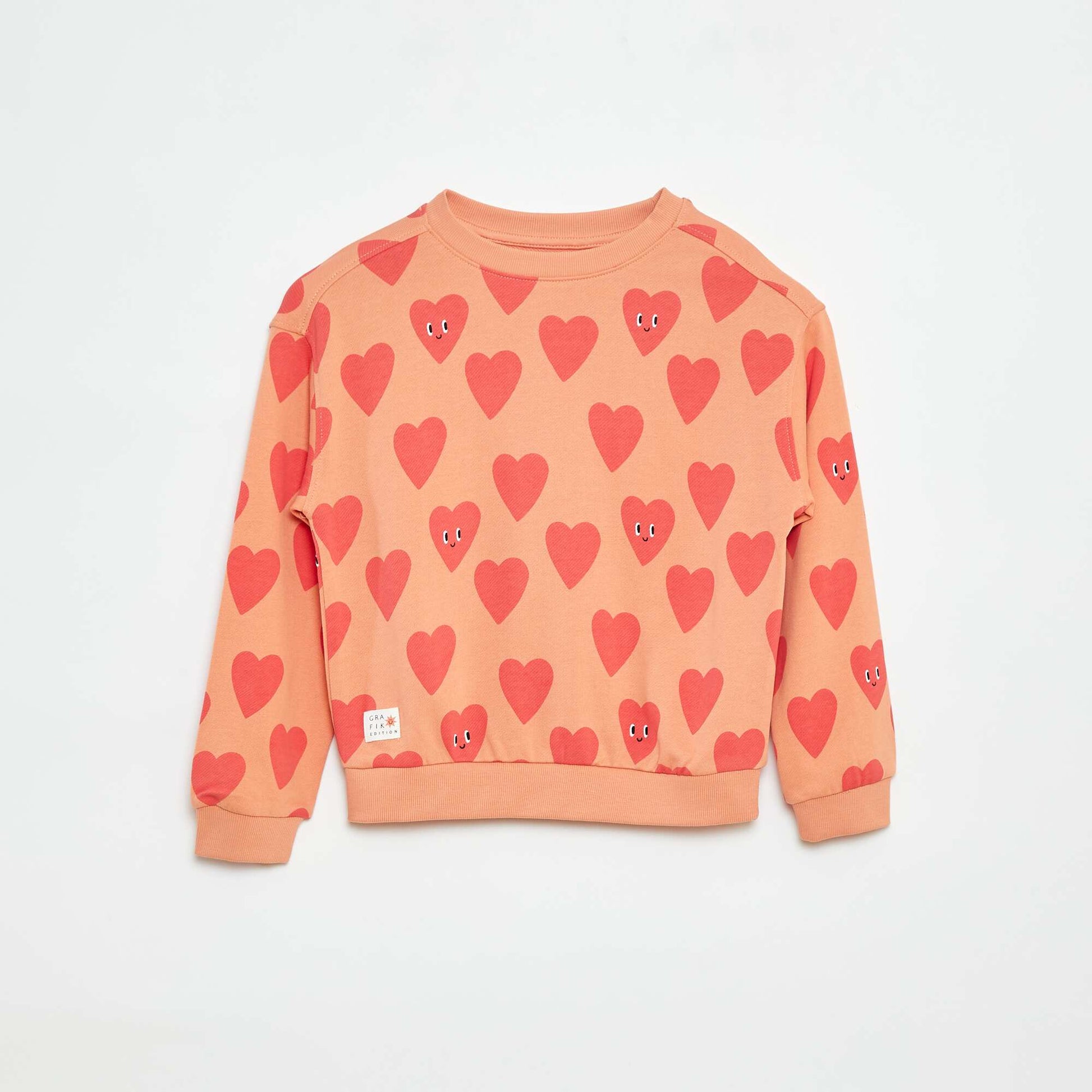 Sweat imprimé recto/verso col rond ORANGE