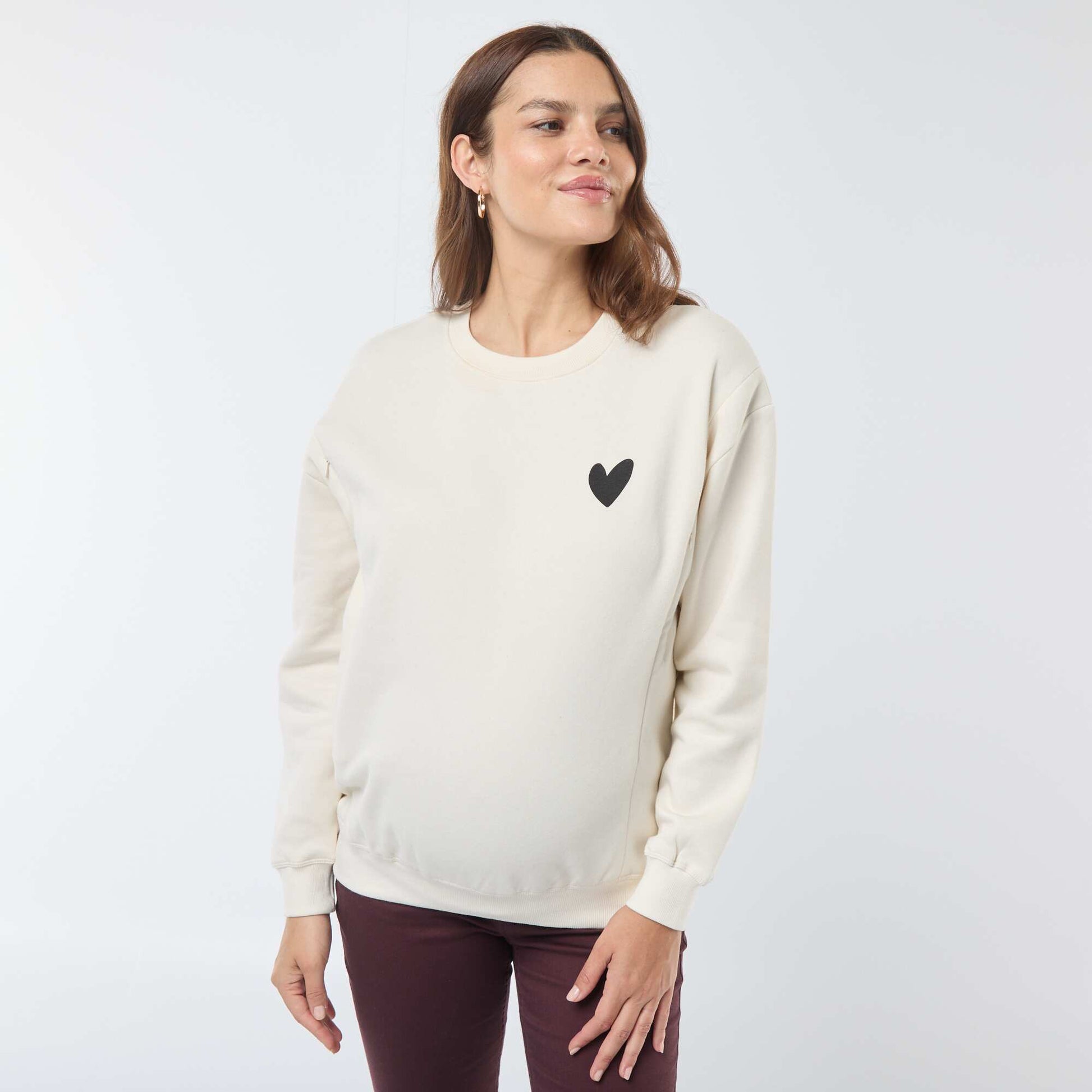 Sweat d'allaitement en molleton BEIGE
