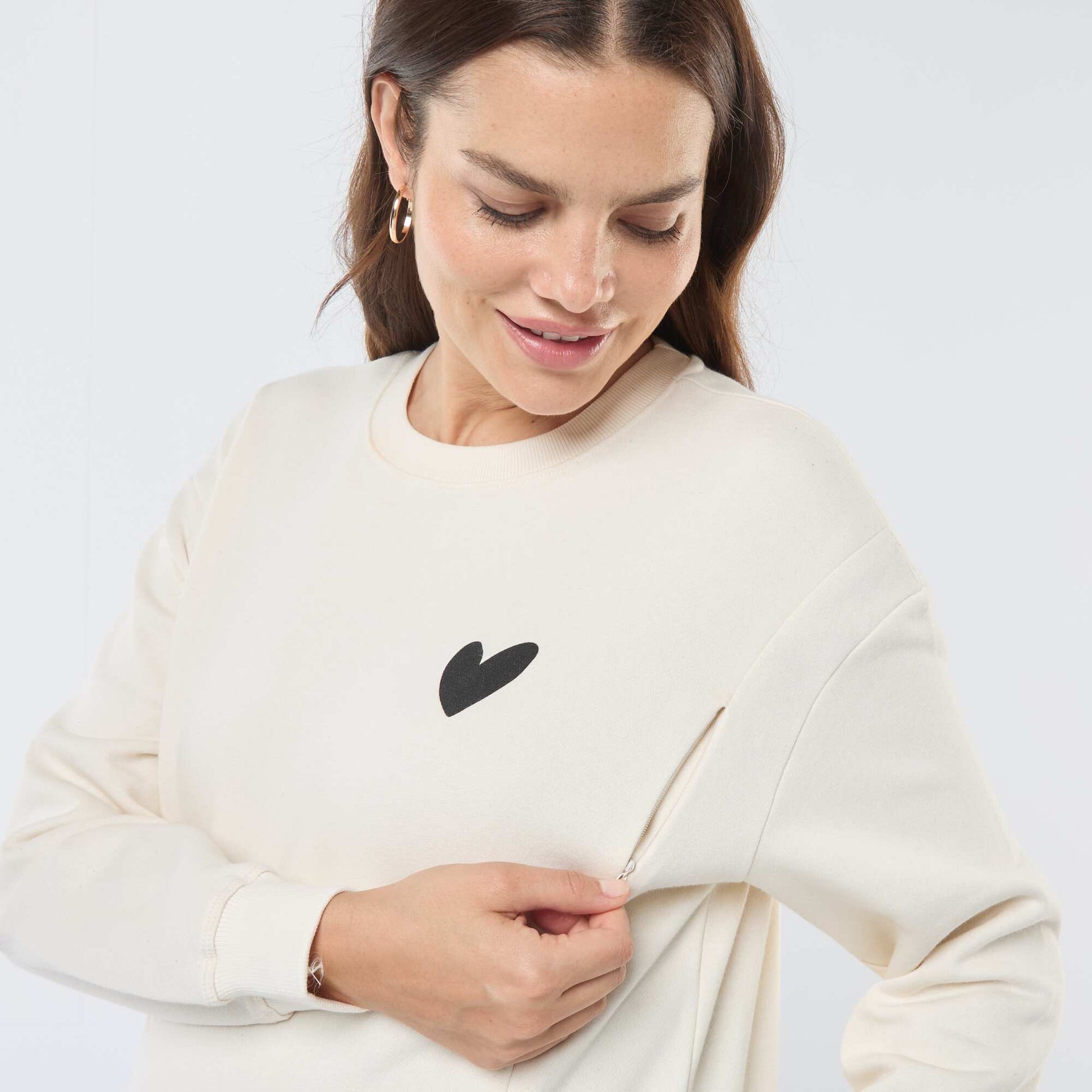 Sweat d'allaitement en molleton BEIGE