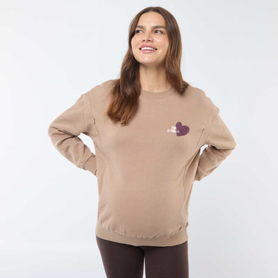 Sweat d'allaitement en molleton MARRON