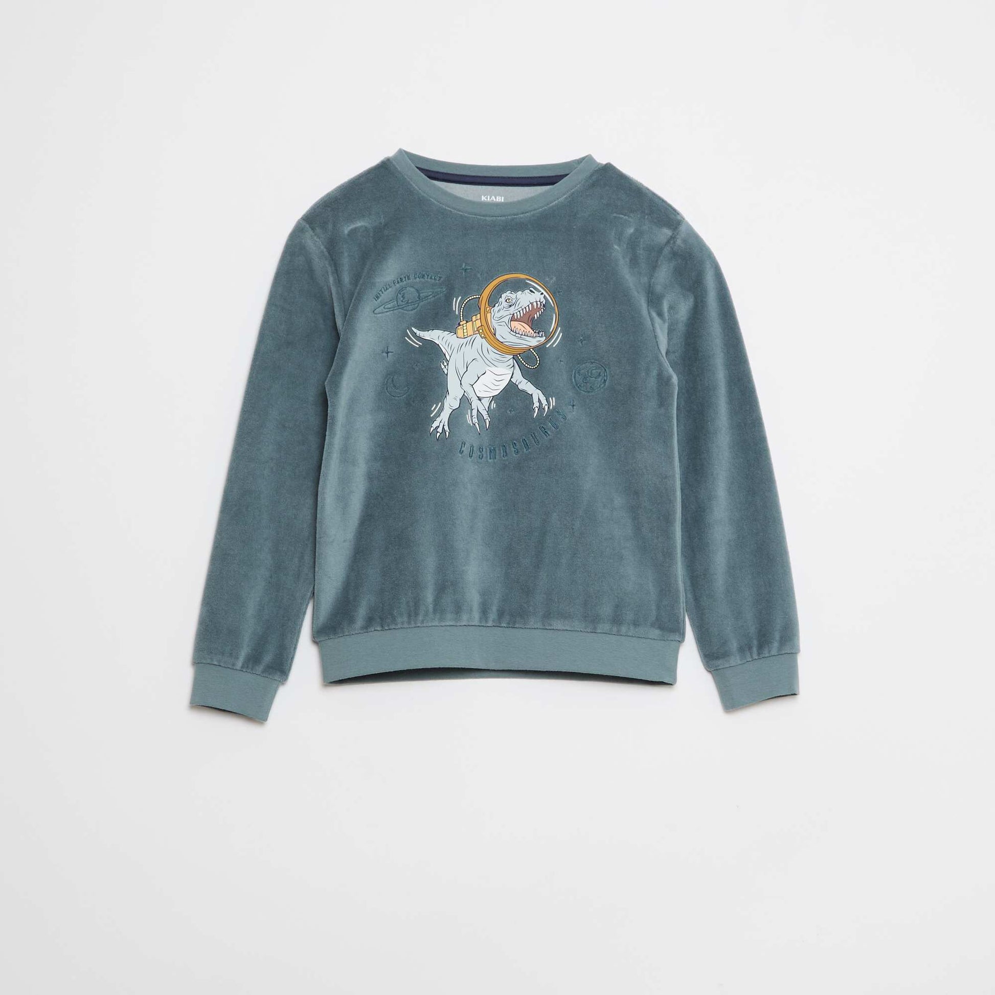 Ensemble pyjama en velours imprimé sweat + pantalon - 2 pièces BLEU